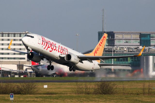 Boeing 737-800 (TC-CPA) - PGT1180 departs to Istanbul and the aircraft seems to have faded somewhat....  too much time flying around in the sunshine of the Med perhaps.