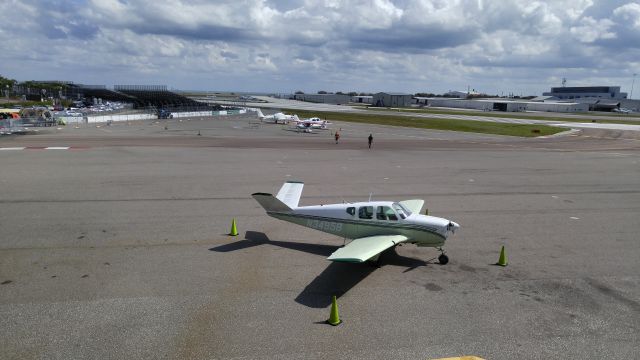 Beechcraft 35 Bonanza (N3495B) - Picture from the restaurant of 3495B about a week before the Firestone Grand Prix race in St. Petersburg FL. Picture taken 2/23/2016