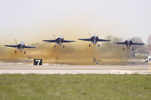 McDonnell Douglas FA-18 Hornet — - Blue Angels departing Louisville, KY