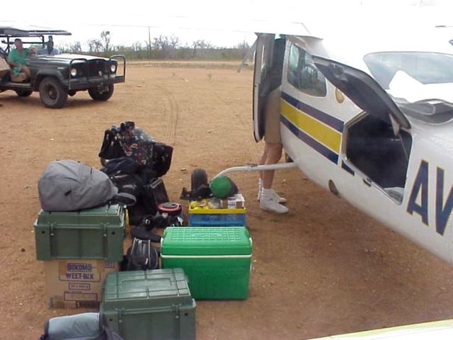 Cessna Centurion (ZS-AVB) - Yes, it all fits in a two ten. At Ingwelala, South Africa.