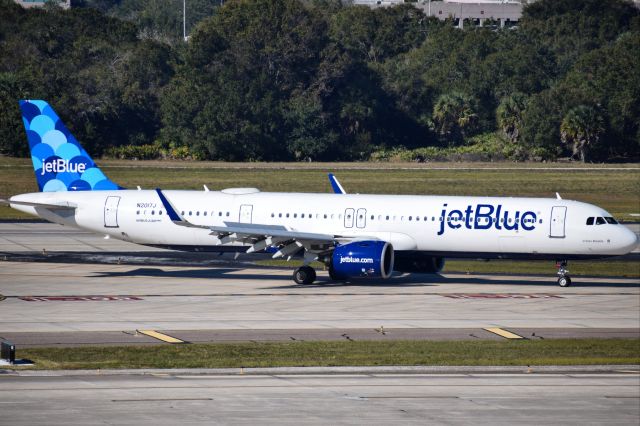 Airbus A321neo (N2017J) - "Cremè Blûelée " arriving into Tampa International (TPA) from John F. Kennedy International (JFK) as JBU225br /br /• Delivered to JetBlue - November 2019br /• Configured with 200 Economy seats