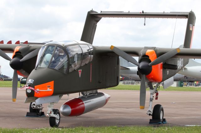 — — - The North American OV-10B Bronco, seen here at RIAT 2012. Sadly this aircraft was damaged during a landing at Kemble Airport and the pilot was badly injured.