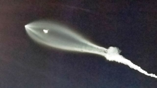 — — - falcon 9 stage 1 separates, stage 2 fires away