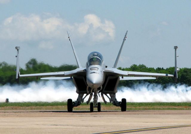 McDonnell Douglas FA-18 Hornet (16-6455) - An F-18F Super Hornet taxiing in after their demo at Barksdale A.F.B.