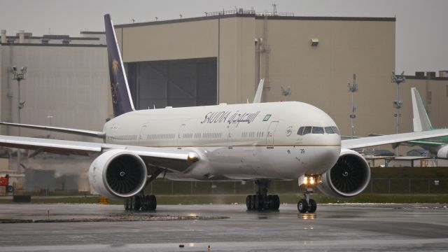 BOEING 777-300 (HZ-AK39) - BOE457 taxis onto Rwy 16R for a RTO check on 12.10.16. (ln 1457 / cn 61592).