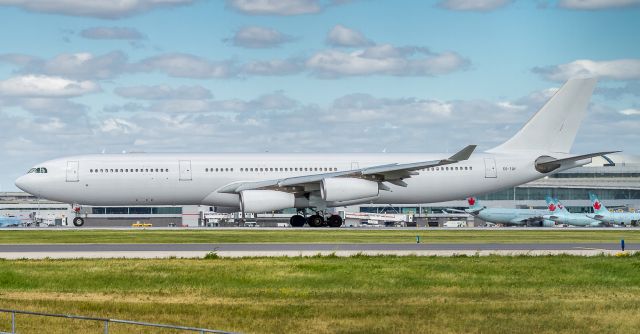 Airbus A340-300 (CS-TQY) - Another sub for Air France during the AF pilots strike. Here a HiFly A343 rolls out on runway 33R. The reversers were never deployed!