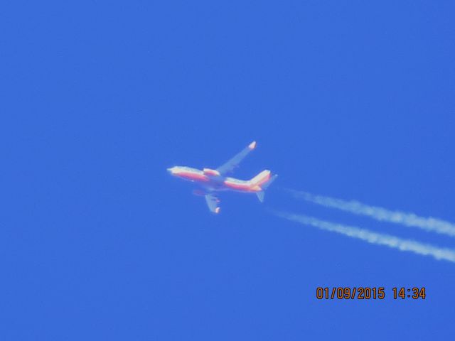 Boeing 737-700 (N7720F) - Southwest Airlines flight 603 from ATL to DEN over Southeastern Kansas at 38,000 feet.