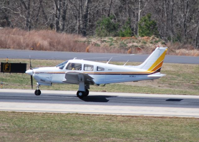 Piper Cherokee (N78DJ) - JB AERO LLC arriving runway 20 at KJQF - 3/14/14