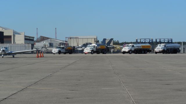 McDonnell Douglas FA-18 Hornet — - At the AirPower History Tour presented by the CAF, Commemorative Air Force on 2014March30.  The F-18 was not on display, but they come in and out of here occasionally.  East side of KVQQ Cecil Field tower.