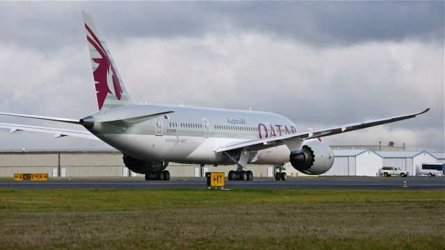 Boeing 787-8 (A7-BCK) - BOE462 taxis off runway 16R and returns to the Boeing ramp after a series of fast taxi tests on 11/21/12. Oh well, no flight today. (LN:62 c/n 38321).