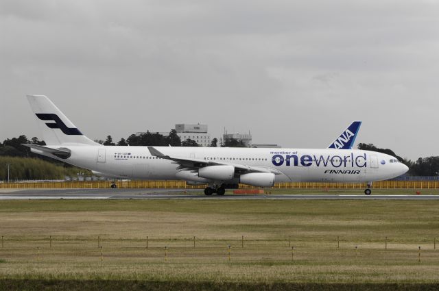 Airbus A340-300 (OH-LQE) - Departure at Narita Intl Airport Rwy16R on 2013/04/18 "One World c/s"