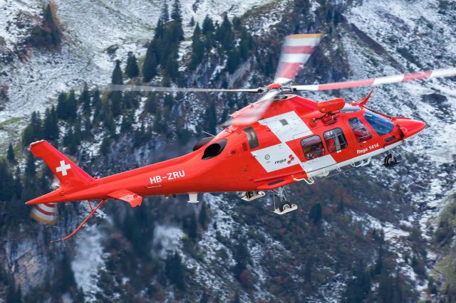 SABCA A-109 (HB-ZRU) - Axalp livre fire demonstrationbr /Swiss Air-Rescue Agusta A109 DaVinci