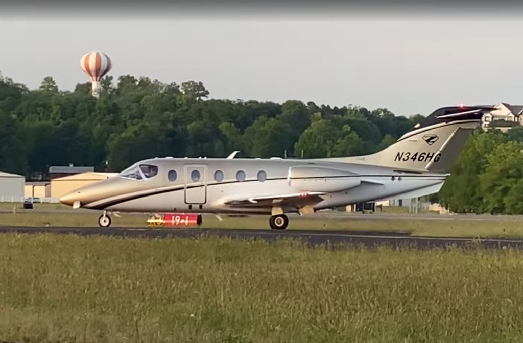 N346HG — - BeechJet 400 taxiing to the Tower Ramp after landing at Greenville Downtown Airport on April 17, 2025