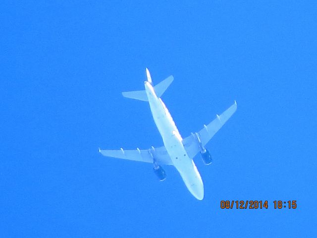 Airbus A319 (N954FR) - Frontier flight 226 from DEN to Branson Mo over Baxter Springs KS(78KS) at 37k feet.