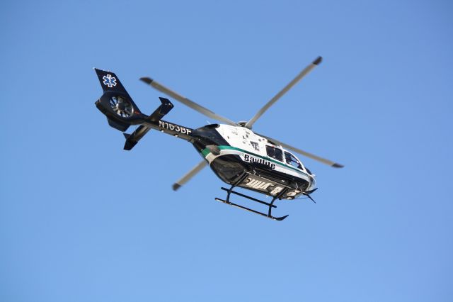 Eurocopter EC-635 (N163BF) - Bayflite (N163BF) departs the helipad at Sarasota Memorial Hospital