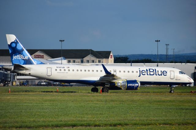 Embraer ERJ-190 (N187JB) - " Blue-yah! " currently stored near the KBUF Cargo Ramp due to fleet reductions from low passenger demand 
