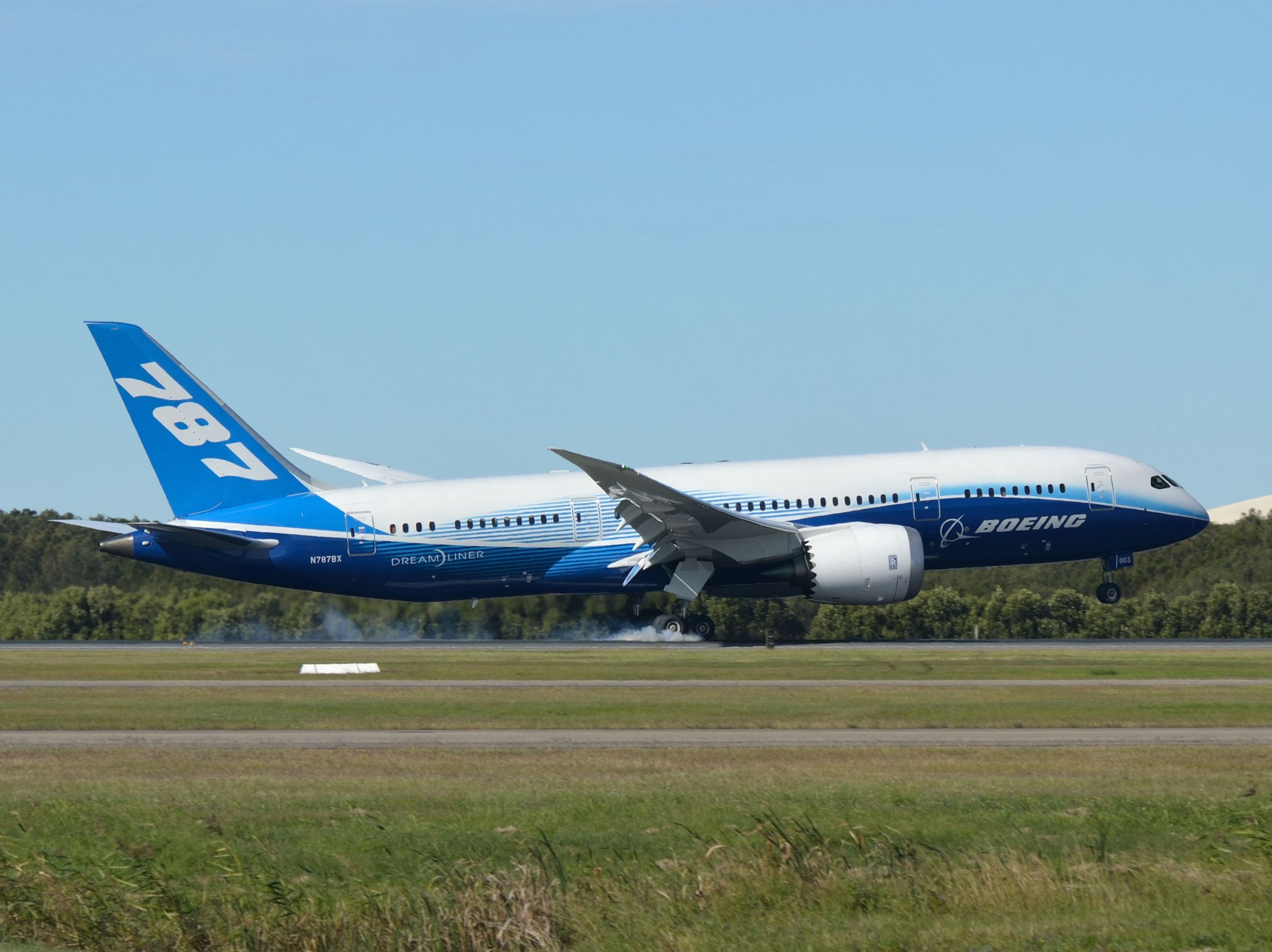 Boeing 787-8 (N787BX) - First touchdown of a 787 in Brisbane(YBBN)