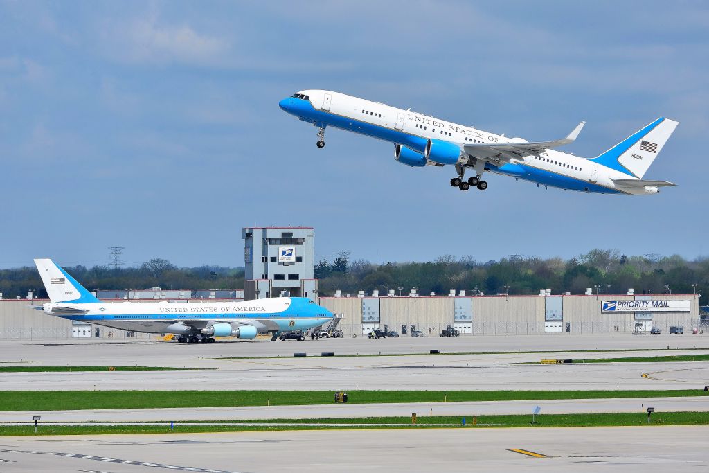 92-9000 — - Pence departing in foreground, Trump about to depart in background. Both were in town to speak at a convention. No Political comments please. Keep the Focus on the aircraft! Thank Youl.!