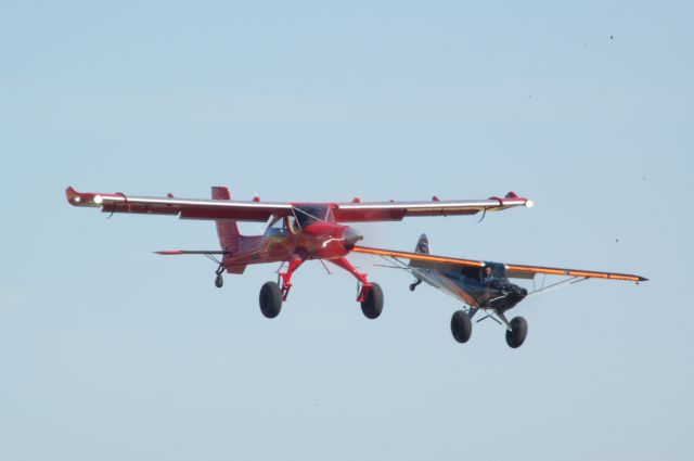 PZL-OKECIE Wilga 2000 (N123T) - Planes, trains and automobiles STOL demo. Mike Patey’s “Draco” in formation with Cory Robin’s “Ghost” 