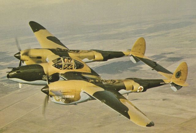 Lockheed P-38 Lightning (N38LL) - scanned from postcard