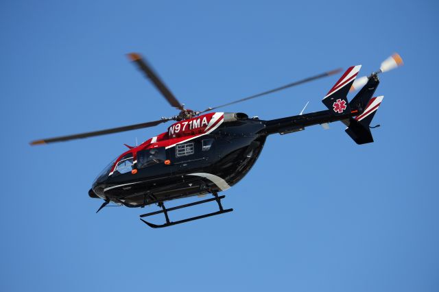 KAWASAKI EC-145 (N971MA) - N971MA lifting out of the Bedford Hospital headed for Indianapolis.