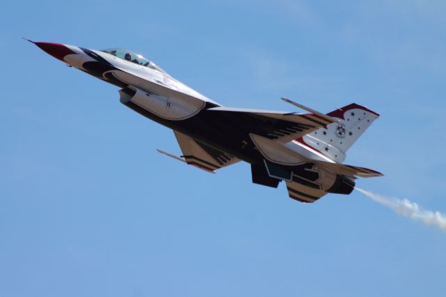 Lockheed F-16 Fighting Falcon — - California Capitol Airshow 9/8/2012br /Opposing solo T-6, Capt. Blaine Jones.