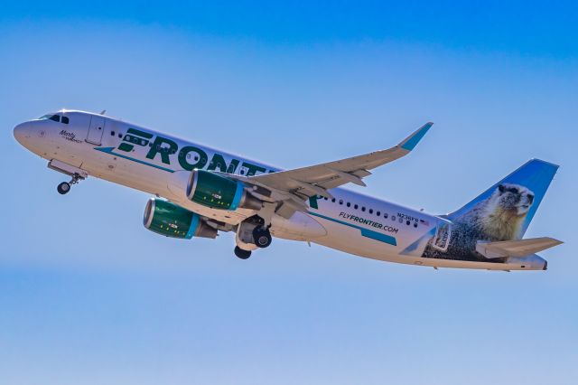 Airbus A320 (N236FR) - Frontier Airlines A320 "Marty the Marmot" taking off from PHX on 11/19/22. Taken with a Canon 850D and Tamron 70-200 G2 lens.