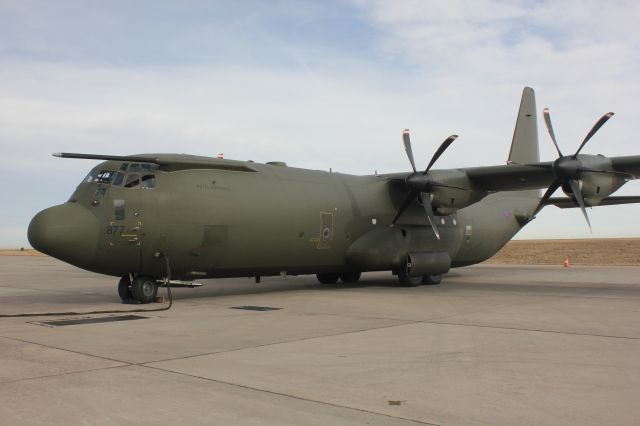 Lockheed C-130 Hercules (CSZ877) - An unusual visitor to DIA.  This C-130J from the RAF diverted here with a cracked windscreen.
