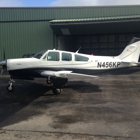 Beechcraft Bonanza (36) (N456KP) - In front of my hanger at theBig South Fork Airpark, ScouT County Airport KSCX