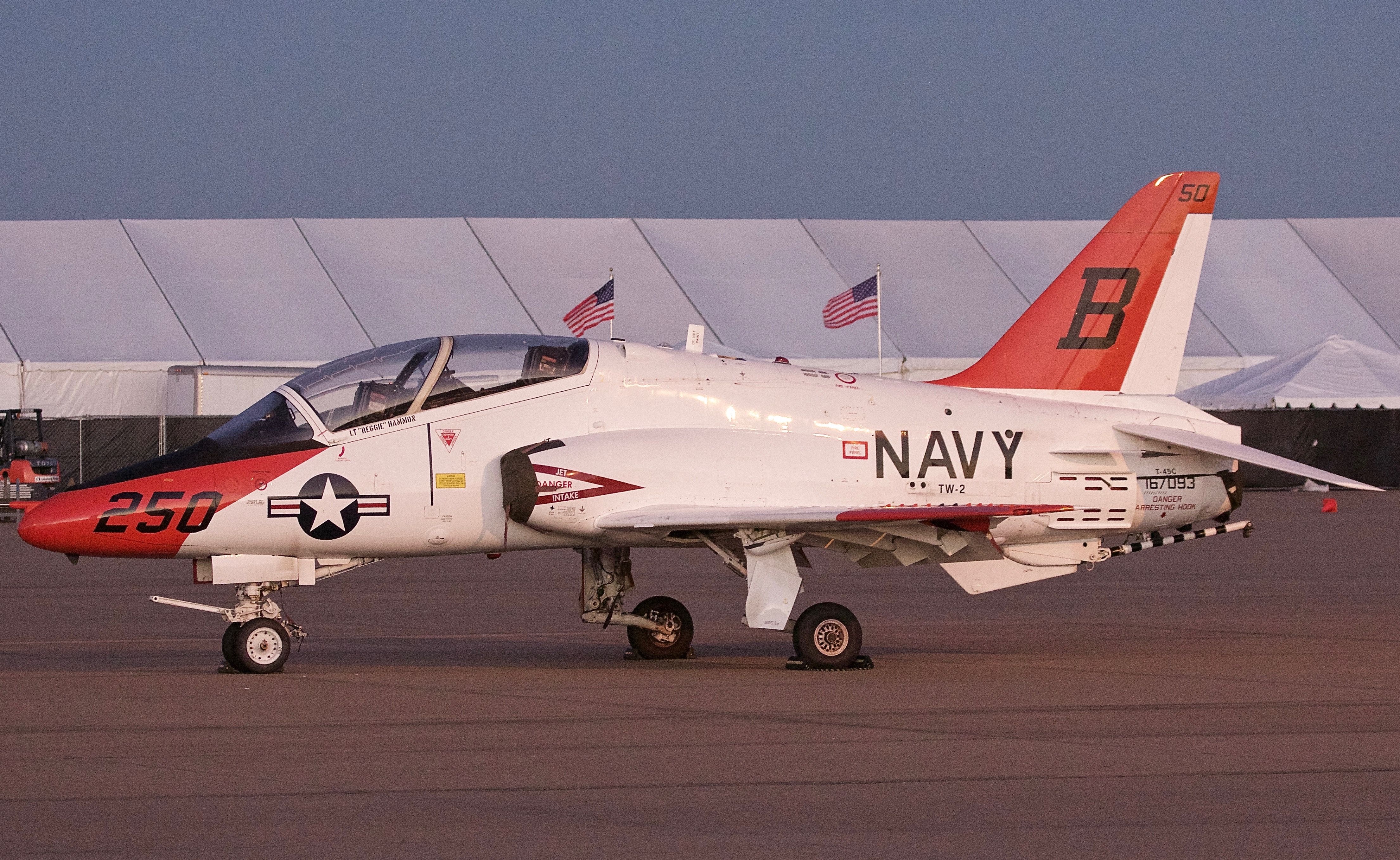 16-7093 — - T-45C in the morning light of the static display ramp of the 2018 Alliance Fort Worth Airshow 10/10/2018  (Please view in "full" for highest image quality)