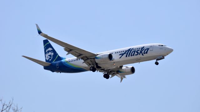 Boeing 737-800 (N562AS) - New livery overhead In N Out.