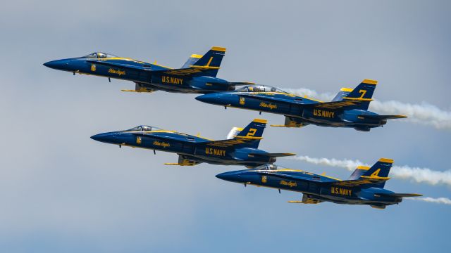 — — - The US Navys Blue Angels team perform at the Wings Over South Texas 2018 airshow @ NAS Kingsvillebr /3/24/18