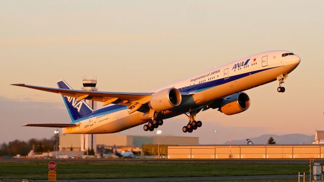 BOEING 777-300 (JA797A) - NH9397 on rotation from Rwy 16R for its delivery flight to HND on 10.29.19. (B777-381(ER) / ln 1627 / cn 61516).