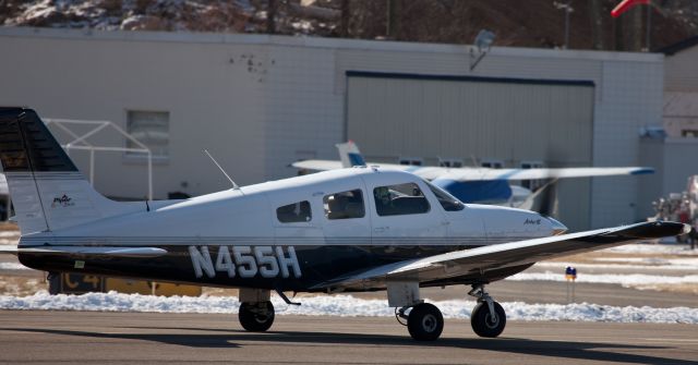 Piper Cherokee (N455H) - Great Aircraft at www.flying20club.org. On the RELIANT AIR ramp, where you find the lowest fuel prices at Danbury airport!