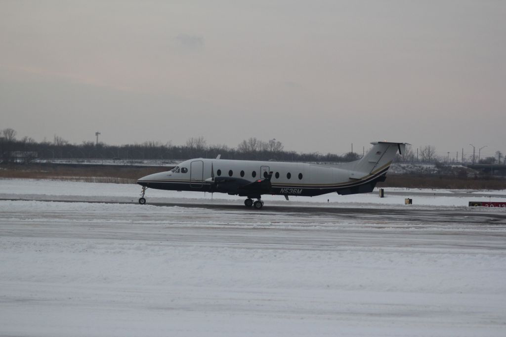 N536M — - Beechcraft going down taxiway "Alpha" after landing on Runway 30 at Gary Regional Airport.