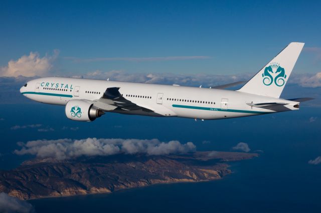 Boeing 777-200 (P4-XTL) - Crystal's aircraft operated by Comlux Aruba NV over the Pacific Coast