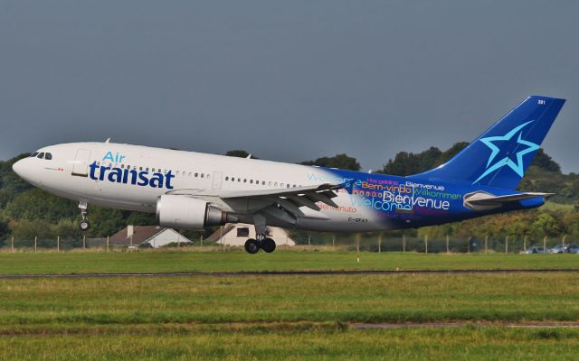 Airbus A310 (C-GFAT) - air transat a-310 c-gfat about to land at shannon 9/9/14.