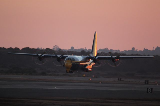 Lockheed C-130 Hercules — - Fat Albert takes off at dusk