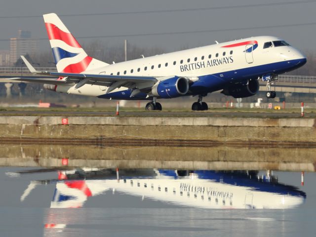 Embraer 170/175 — - Departing London City Airport.