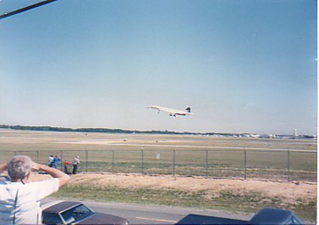 Aerospatiale Concorde — - This is another picture my dad took about 30 years ago when the Concorde came to KCVG. I scanned it but the quality did not come out like I wanted it to, mostly because it was an old photo taken on an old camera.