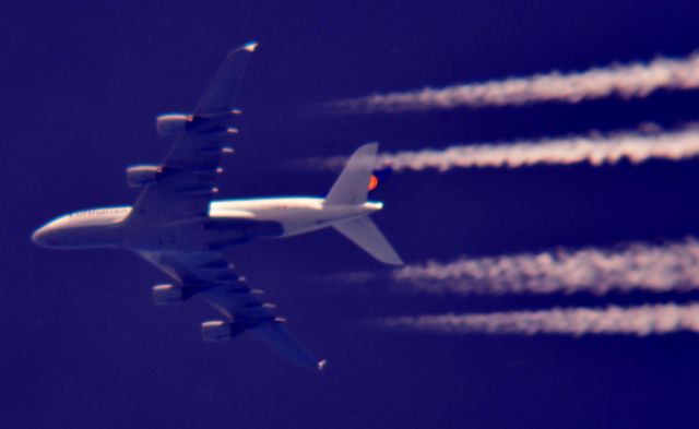 Airbus A380-800 (D-AIMD) - Lufthansa 440 Frankfurt Intl to Houston Bush Intl over Cleveland 40,000 ft. 06.10.16.