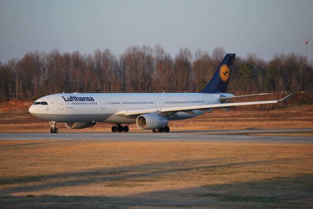 Airbus A330-300 (D-AIKL) - Taxiing into position on runway 18C at Charlotte Douglas International Airport - 2/14/09