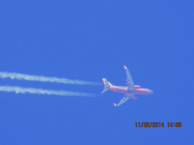 Boeing 737-700 (N475WN) - Southwest Airlines flight 808 from PHX to LIT over Southeastern Kansas at 39,000 feet.