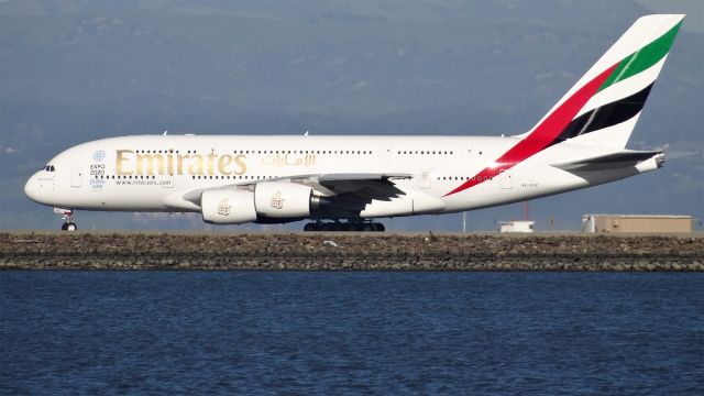 Airbus A380-800 (A6-EOC) - A6-EOC, Age: 0.7 Yearsbr /Airbus A380-800 (quad-jet) (H/A388/L)br /Airline: Emirates, Engines: 4x GP7200br /06-Mar-2015 A388/L San Francisco Intl (KSFO)-->Dubai Intl (OMDB / DXB) 16:00 PST 19:24 GST (+1) 15:23