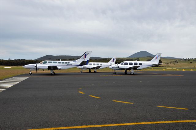 Piper Navajo (VH-BTI) - Airlines of Tasmania PA31-310 BTI together with BTD and WZM at Flinders Island, Fen 2018