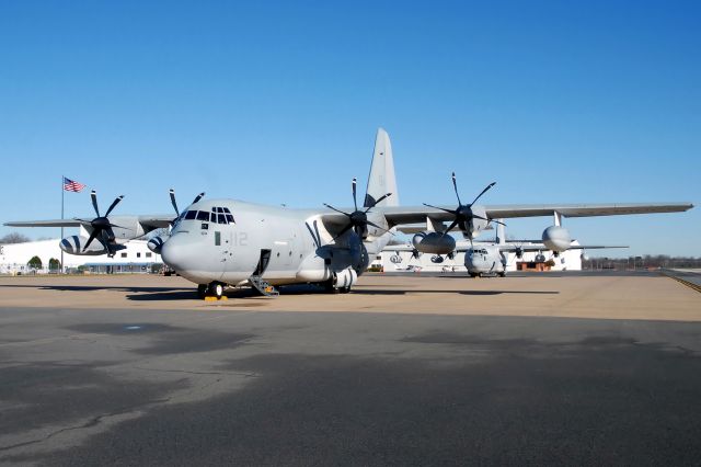 Lockheed C-130 Hercules (16-7112) - Two of three KC-130J's of VMGR-252 ("Otis") that stopped in for an overnight. Aircraft 166764 is in the background.Feb 2012