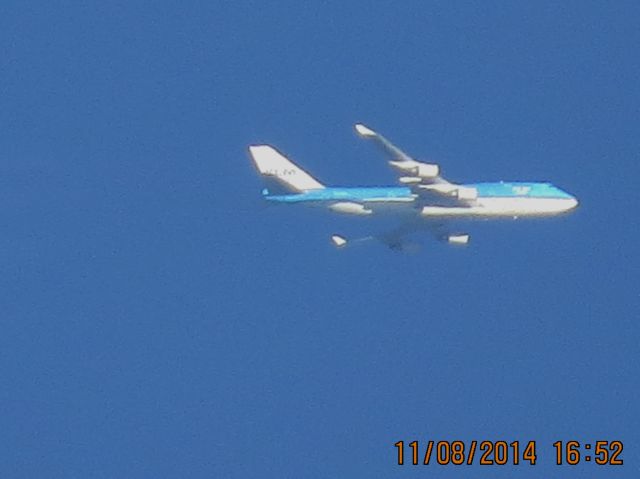 Boeing 747-400 (PH-BFP) - Korean Air Lines flight 685 from Amsterdam to Mexico City over Southeastern Kansas at 36,000 feet.