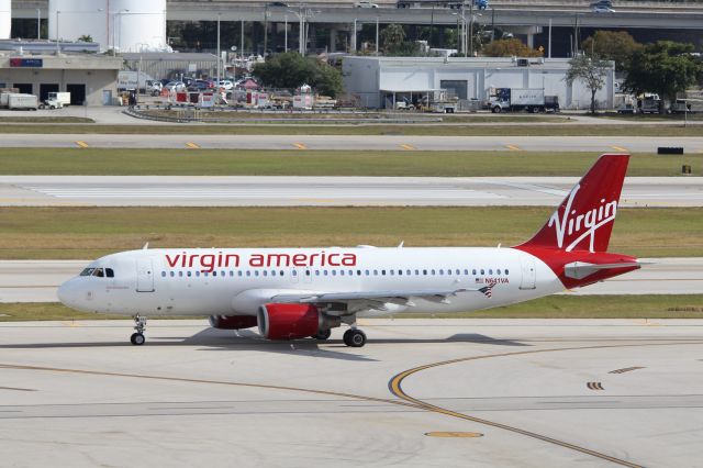 Airbus A320 (N641VA) - Virgin America (VX) N641VA A320-214 [cn3656]br /Fort Lauderdale (FLL). Still flying in Virgin America livery 24 months after the acquisition by Alaska Airlines flight AS1345 taxis for departure to San Francisco (SFO).br /Taken from Terminal 1 car park roof level br /2018 04 07br /a rel=nofollow href=http://alphayankee.smugmug.com/Airlines-and-Airliners-Portfolio/Airlines/AmericasAirlines/Virgin-America-VXhttps://alphayankee.smugmug.com/Airlines-and-Airliners-Portfolio/Airlines/AmericasAirlines/Virgin-America-VX/a