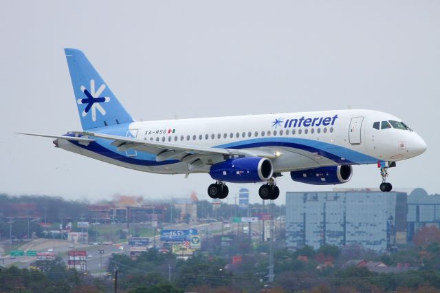 Sukhoi Superjet 100 (XA-NSG) - 12R approach.