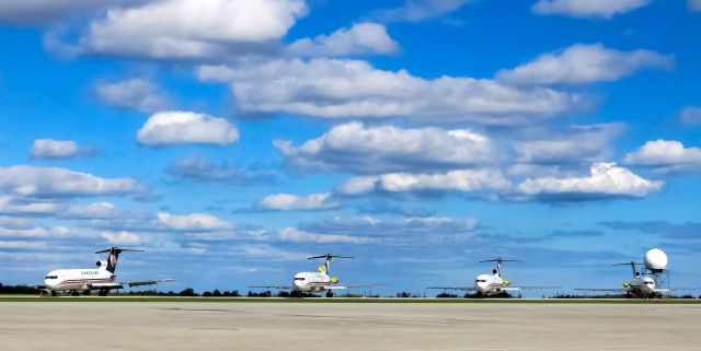 Boeing 727-100 (C-FCJF) - Cargojet B727 Freighter x 4 line up at Hamilton, Canada.